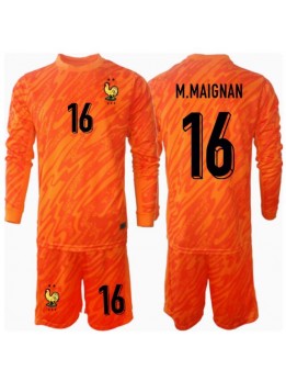 Frankreich Mike Maignan #16 Torwart Auswärts Trikotsatz für Kinder EM 2024 Langarm (+ Kurze Hosen)